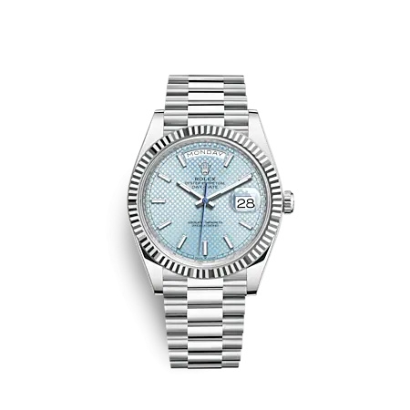 Rolex 228236-0005 : Day-Date 40 Platinum - Fluted / Ice Blue