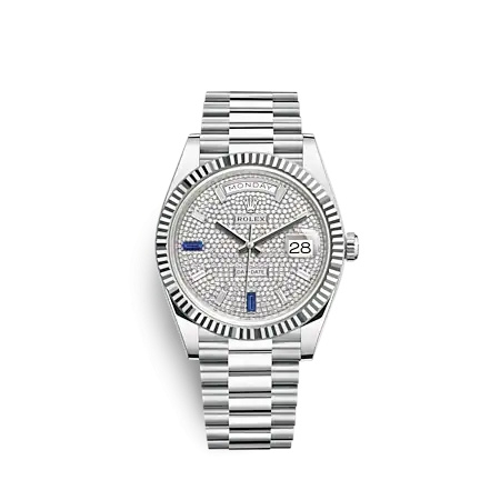 Rolex 228236-0009 : Day-Date 40 Platinum - Fluted / Paved