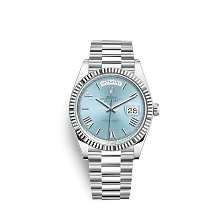 Rolex 228236-0012 : Day-Date 40 Platinum - Fluted / Ice Blue - Roman
