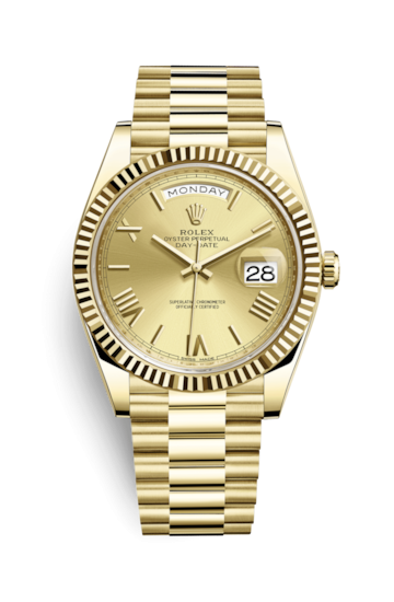 Rolex 228238-0006 : Day-Date 40 Yellow Gold - Fluted / Champagne - Roman