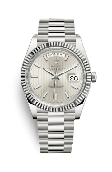 Rolex 228239-0001 : Day-Date 40 White Gold / Stripe Motif