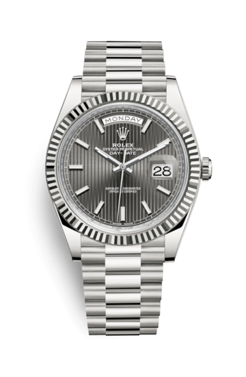 Rolex 228239-0002 : Day-Date 40 White Gold / Dark Rhodium Tuxedo