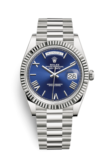 Rolex 228239-0007 : Day-Date 40 White Gold / Blue - Roman