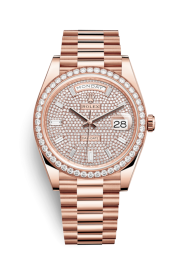 Rolex 228345RBR-0002 : Day-Date 40 Everose - Diamond / Paved