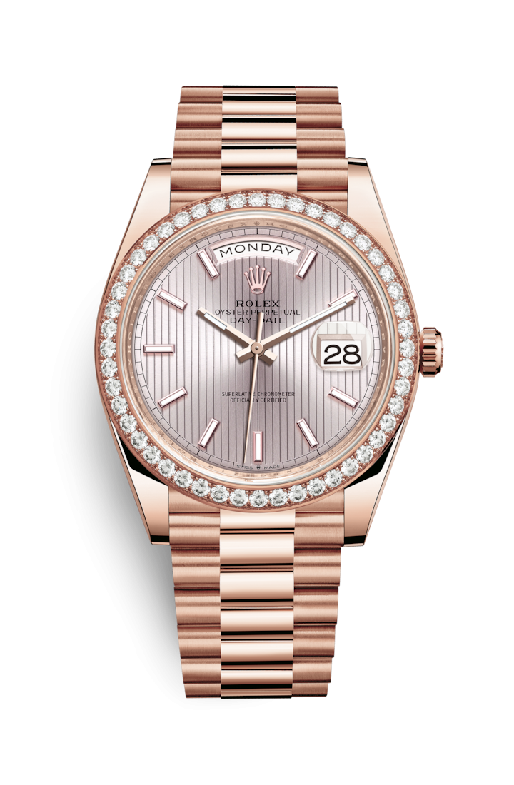 Rolex 228345rbr-0010 : Day-Date 40 Everose / Diamond / Sundust - Stripe Motif