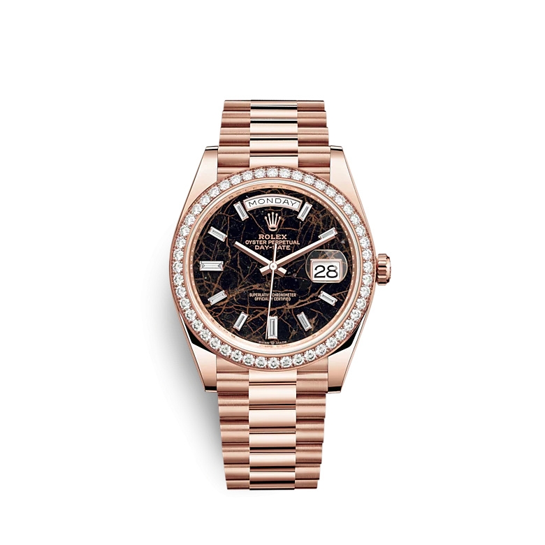Rolex 228345RBR-0016 : Day-Date 40 Everose - Diamond / Eisenkiesel