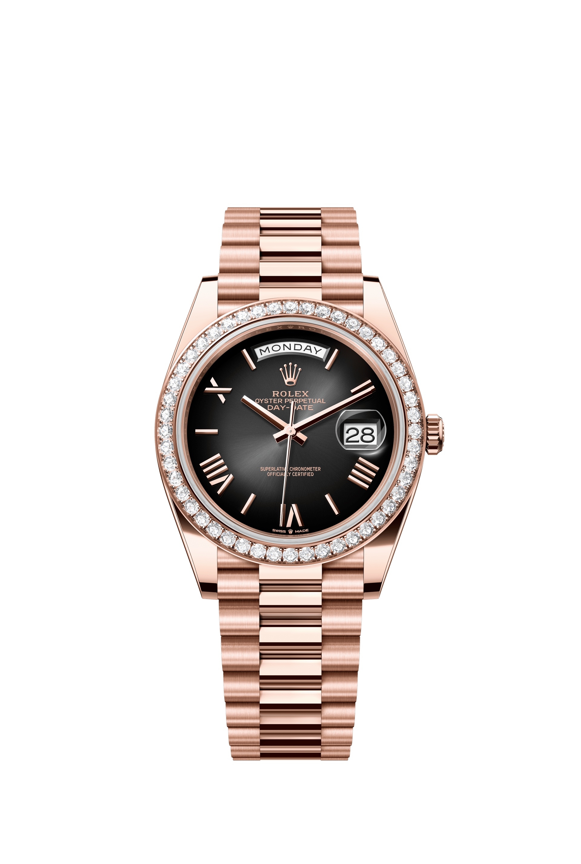 Rolex 228345RBR-0025 : Day-Date 40 Everose - Diamond / Slate Ombré