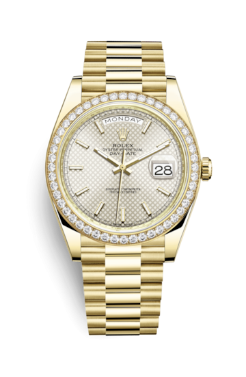 Rolex 228348RBR-0005 : Day-Date 40 Yellow Gold / Diamond  / Silver
