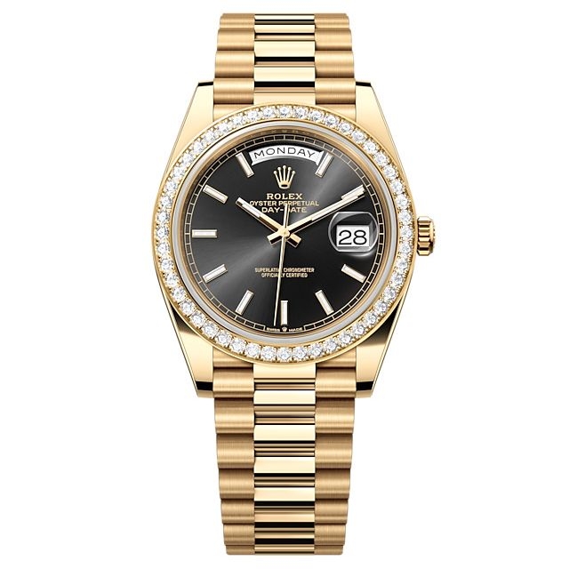 Rolex 228348RBR-0043 : Day-Date 40 Yellow Gold - Diamond / Black
