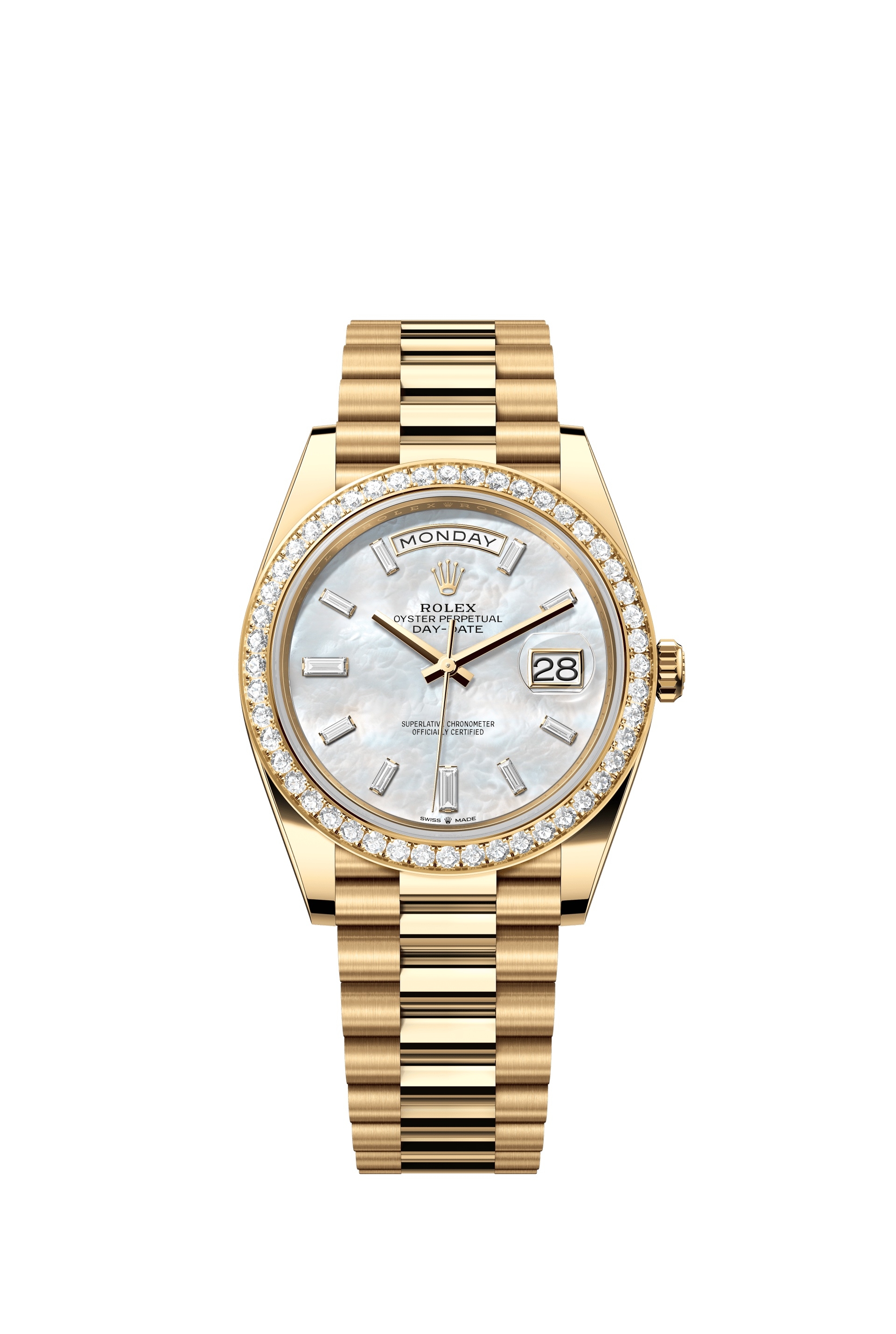 Rolex 228348RBR-0046 : Day-Date 40 Yellow Gold - Diamond / MOP - Baguette
