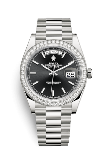 Rolex 228349RBR-0002 : Day-Date 40 White Gold - Diamond / Black