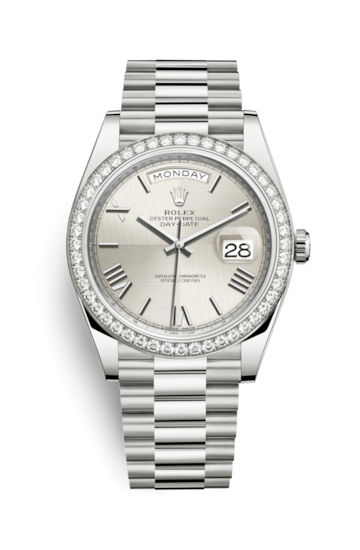 Rolex 228349rbr-0004 : Day-Date 40 White Gold -  Diamond / Silver Quadrant