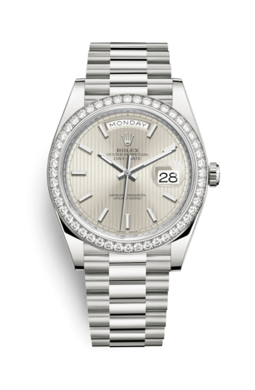 Rolex 228349rbr-0007 : Day-Date 40 White Gold - Diamond / Silver Tuxedo