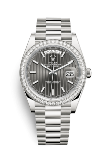 Rolex 228349rbr-0008 : Day-Date 40 White Gold - Diamond / Grey Tuxedo