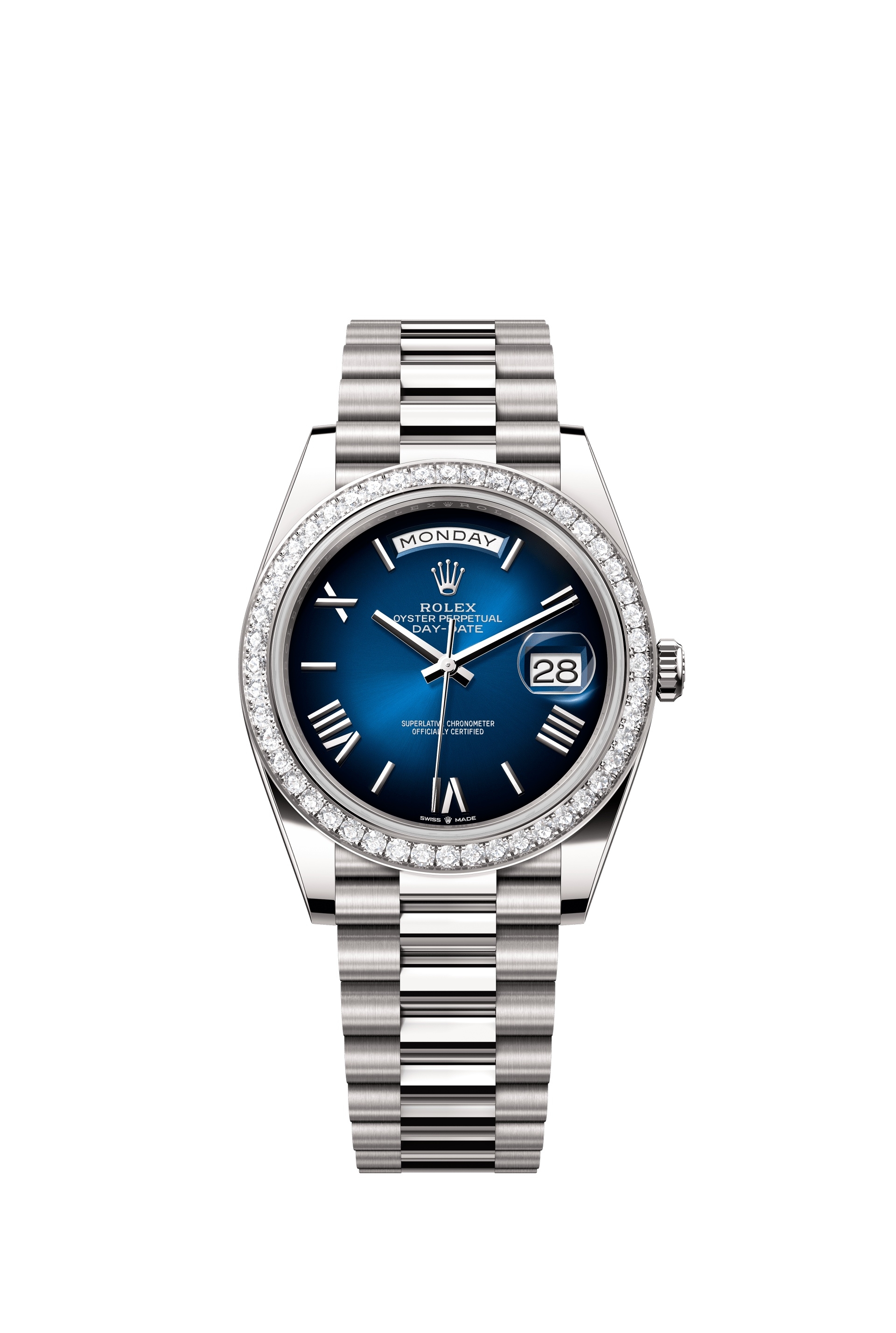 Rolex 228349RBR-0045 : Day-Date 40 White Gold - Diamond / Blue Ombré