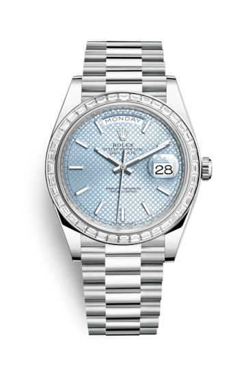 Rolex 228396tbr-0001 : Day-Date 40 Platinum - Baguette / Ice Blue Diagonal