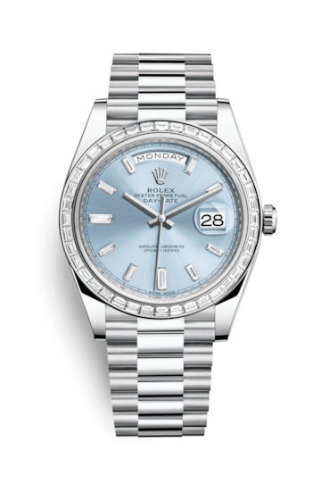 Rolex 228396tbr-0002 : Day-Date 40 Platinum - Baguette / Ice Blue - Baguette