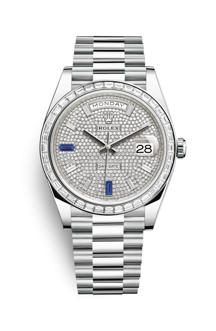 Rolex 228396TBR-0021 : Day-Date 40 Platinum - Baguette / Paved - Baguette