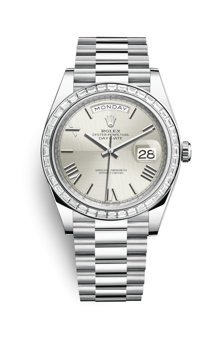 Rolex 228396tbr-0025 : Day-Date 40 Platinum - Baguette / Silver Quadrant