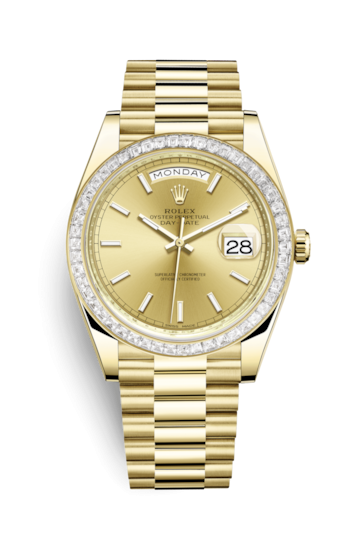Rolex 228398TBR-0007 : Day-Date 40 Yellow Gold - Baguette / Champagne