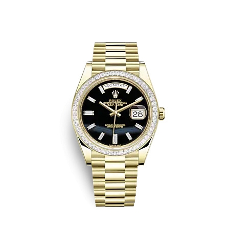 Rolex 228398TBR-0038 : Day-Date 40 Yellow Gold - Baguette / Onyx