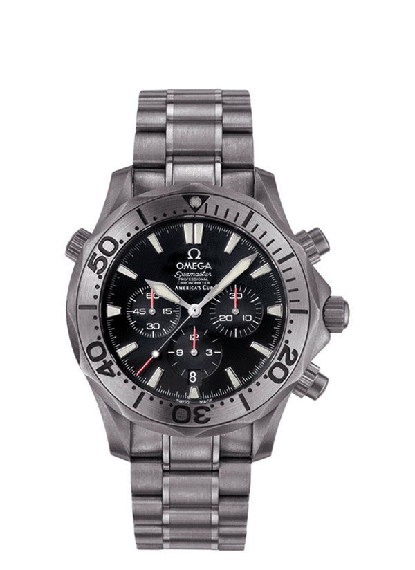 Omega 2293.50.00 : Seamaster Diver 300M Automatic 41.5 Chronograph Titanium / Black / Bracelet / America’s Cup