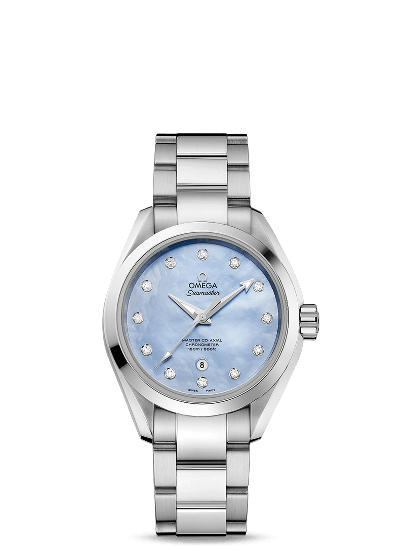 Omega 231.10.34.20.57.002 : Seamaster Aqua Terra 150M Master Co-Axial 34 Stainless Steel / Blue MOP / Bracelet