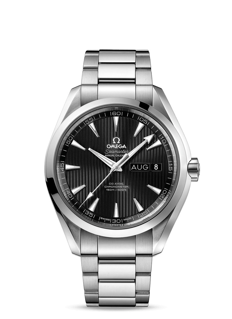 Omega 231.10.43.22.01.002 : Seamaster Aqua Terra 150M Co-Axial 43 Annual Calendar Stainless Steel / Black / Bracelet