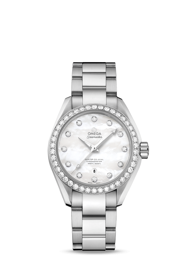 Omega 231.15.34.20.55.002 : Seamaster Aqua Terra 150M Master Co-Axial 34 Stainless Steel / Diamond / MOP / Bracelet