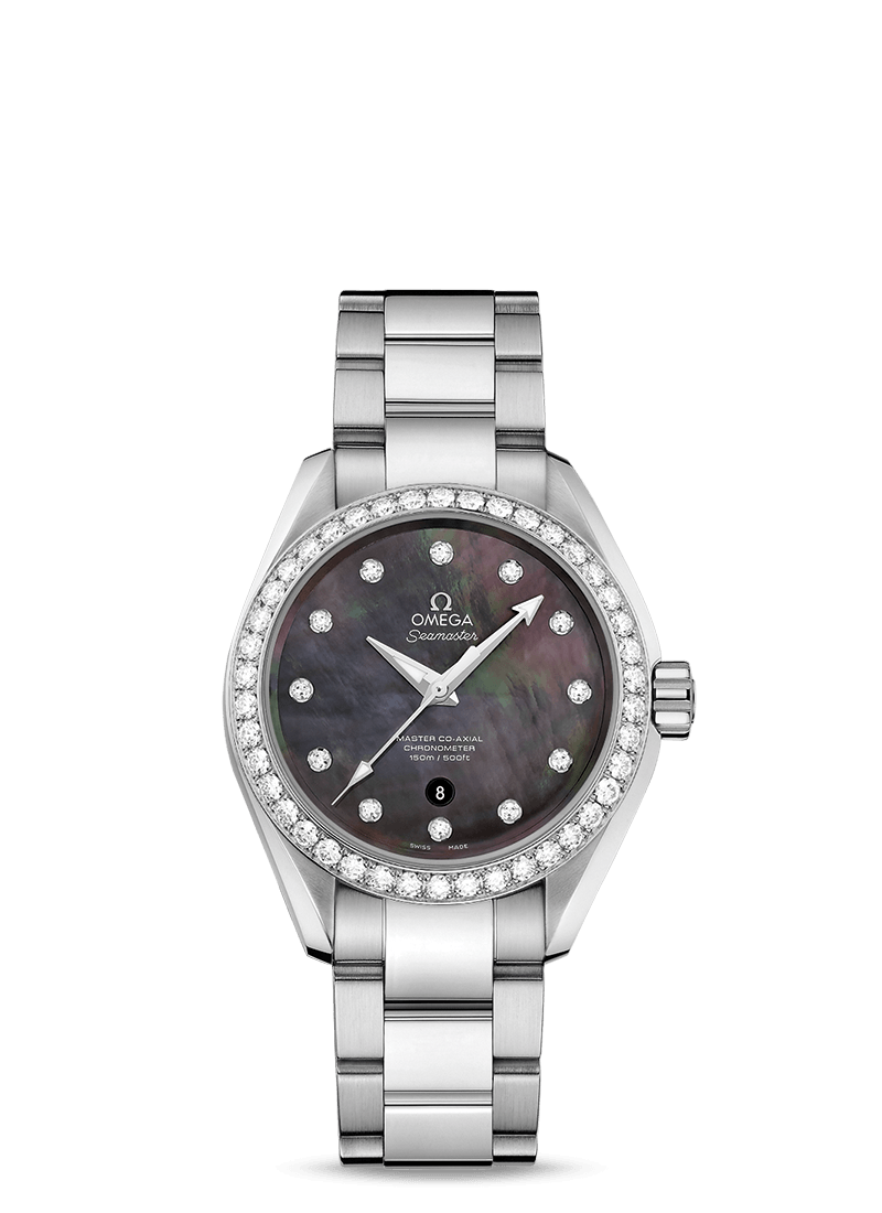 Omega 231.15.34.20.57.001 : Seamaster Aqua Terra 150M Master Co-Axial 34 Stainless Steel / Diamond / Grey MOP / Bracelet