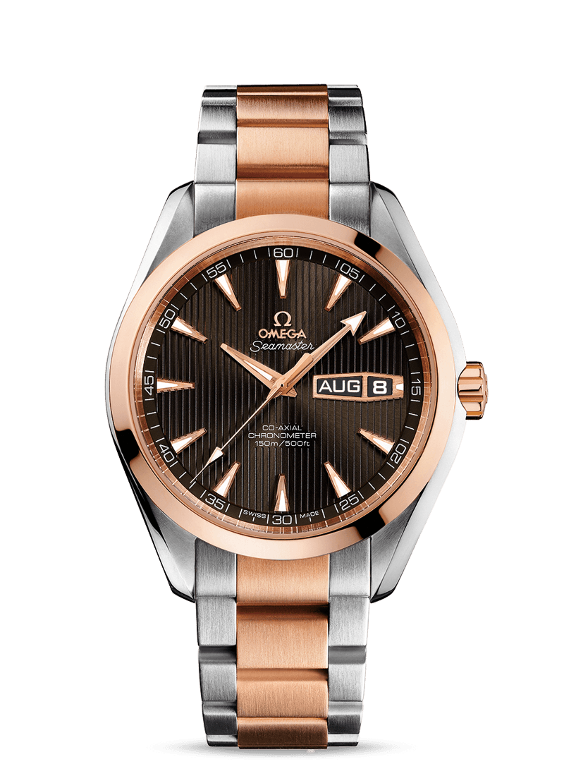 Omega 231.20.43.22.06.001 : Seamaster Aqua Terra 150M Co-Axial 43 Annual Calendar Stainless Steel / Red Gold / Grey / Bracelet