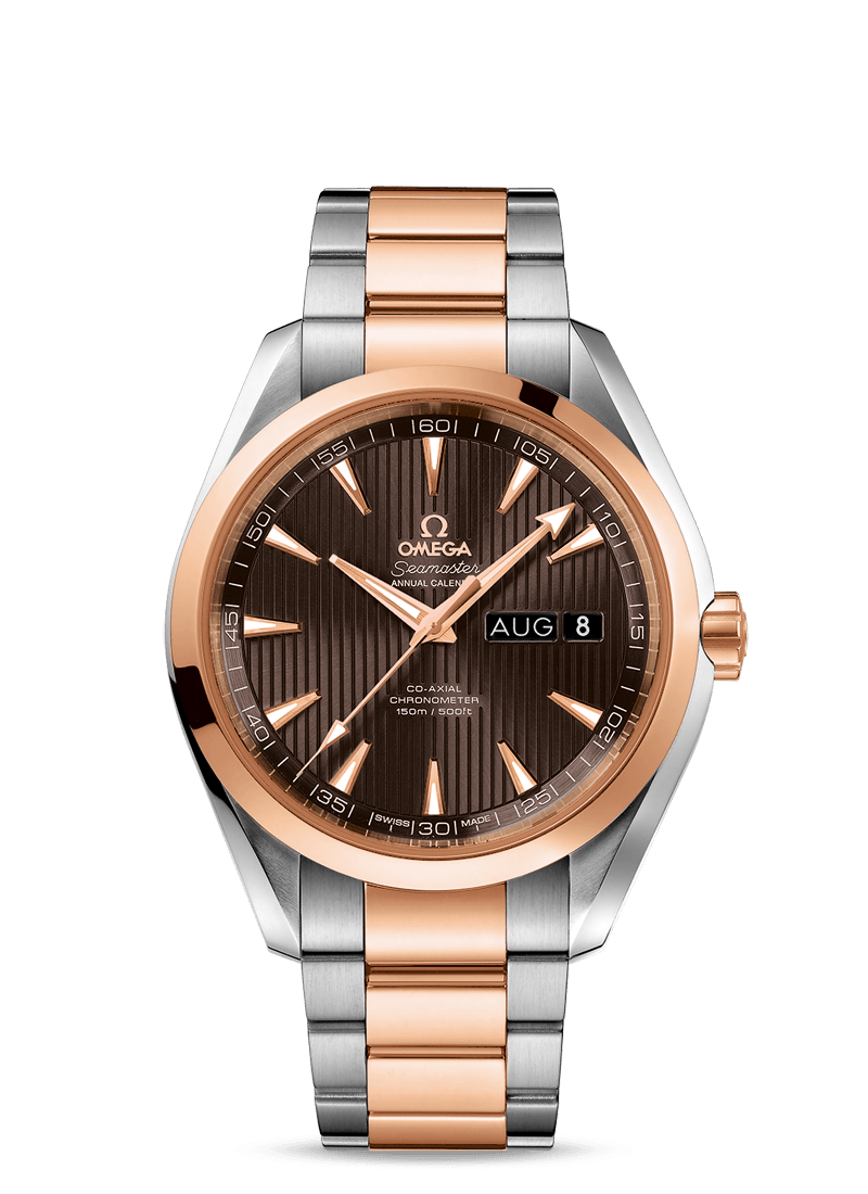 Omega 231.20.43.22.06.002 : Seamaster Aqua Terra 150M Co-Axial 43 Annual Calendar Stainless Steel / Red Gold / Grey / Bracelet