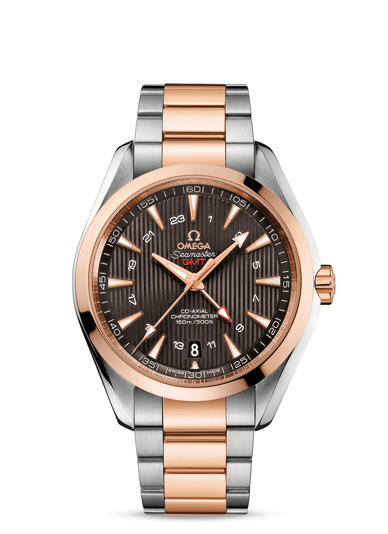 Omega 231.20.43.22.06.003 : Seamaster Aqua Terra 150M Co-Axial 43 GMT Stainless Steel / Red Gold / Grey / Bracelet
