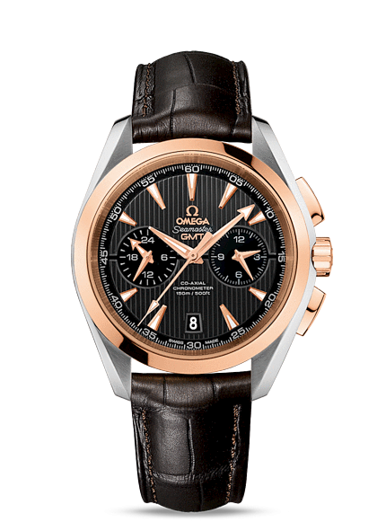 Omega 231.23.43.52.06.001 : Seamaster Aqua Terra 150M Co-Axial 43 GMT Chronograph Stainless Steel / Red Gold / Grey