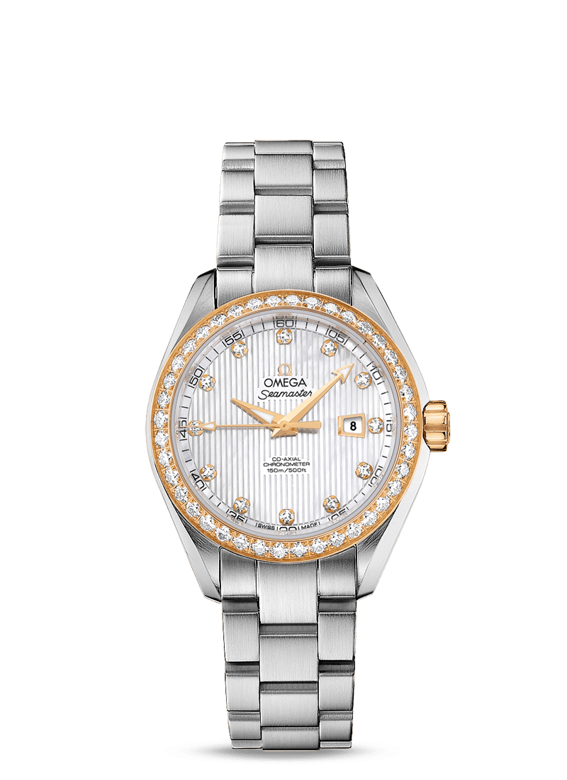 Omega 231.25.34.20.55.004 : Seamaster Aqua Terra 150M Co-Axial 34 Stainless Steel / Yellow Gold / Diamond / MOP / Bracelet