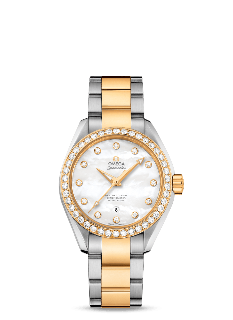 Omega 231.25.34.20.55.006 : Seamaster Aqua Terra 150M Master Co-Axial 34 Stainless Steel / Yellow Gold / Diamond / MOP / Bracelet
