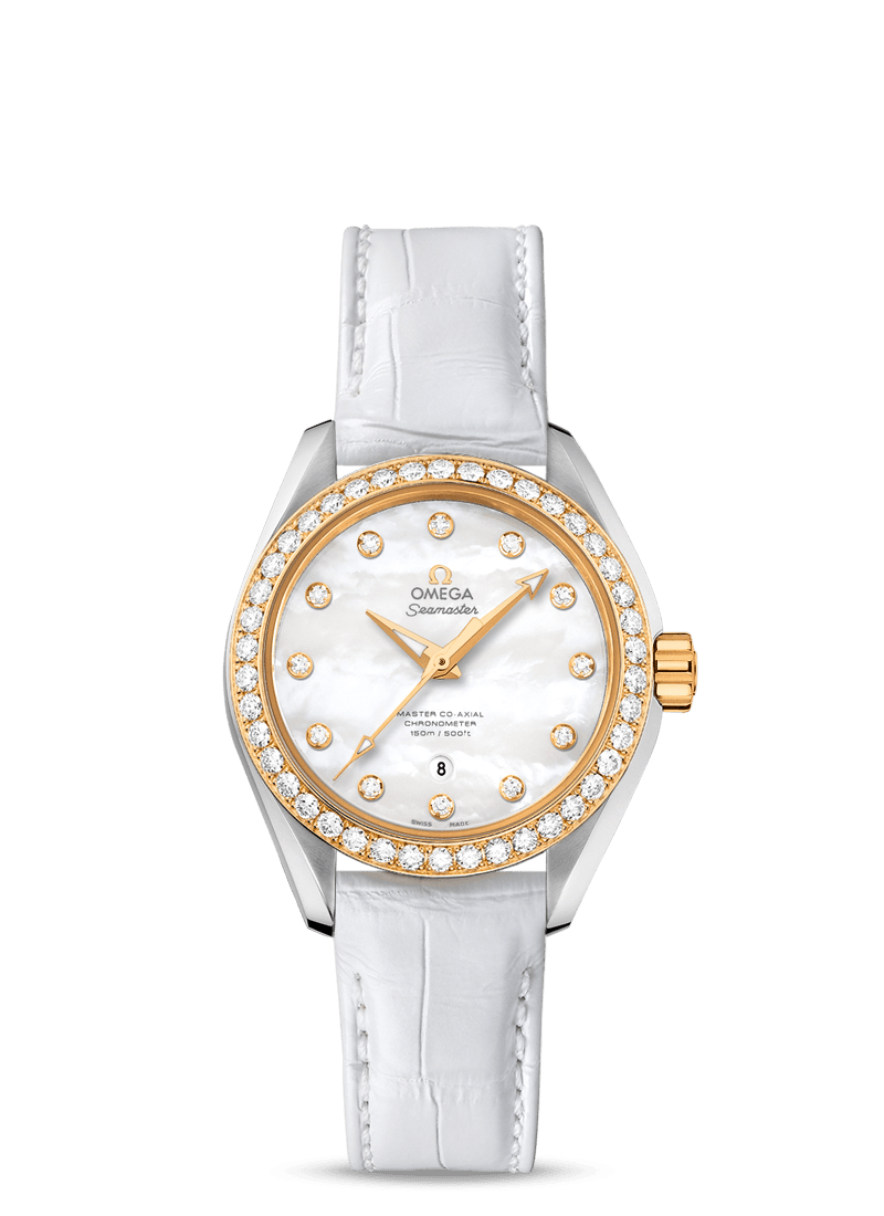 Omega 231.28.34.20.55.004 : Seamaster Aqua Terra 150M Master Co-Axial 34 Stainless Steel / Yellow Gold / Diamond / MOP