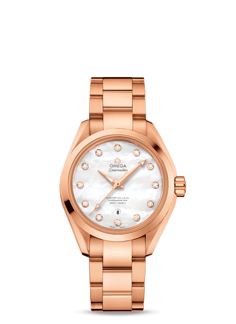 Omega 231.50.34.20.55.001 : Seamaster Aqua Terra 150M Master Co-Axial 34 Sedna Gold / MOP / Bracelet