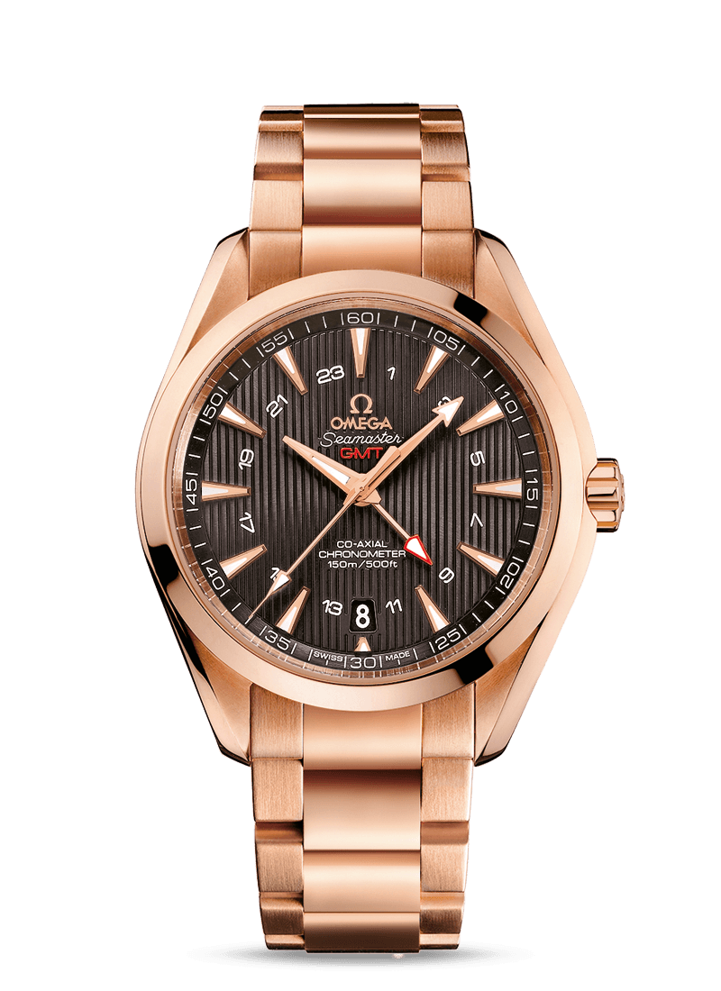 Omega 231.50.43.22.06.002 : Seamaster Aqua Terra 150M Co-Axial 43 GMT Red Gold / Grey / Bracelet
