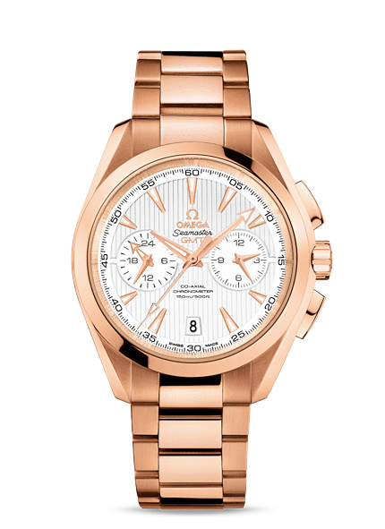 Omega 231.50.43.52.02.001 : Seamaster Aqua Terra 150M Co-Axial 43 GMT Chronograph Red Gold / Silver / Bracelet