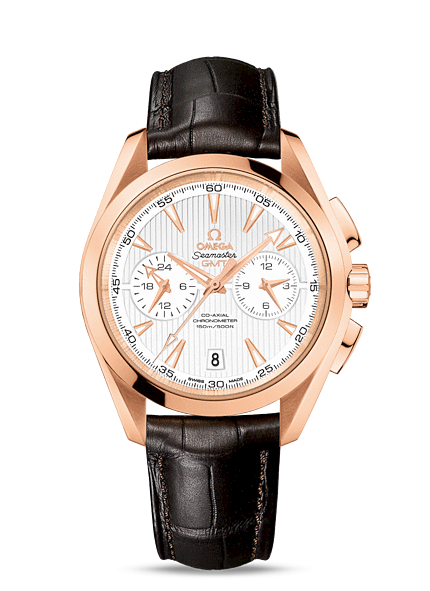 Omega 231.53.43.52.02.001 : Seamaster Aqua Terra 150M Co-Axial 43 GMT Chronograph  Red Gold / Silver