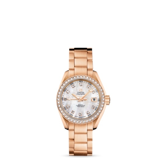 Omega 231.55.30.20.55.001 : Seamaster Aqua Terra 150M Co-Axial 30 Red Gold / Diamond / MOP / Bracelet