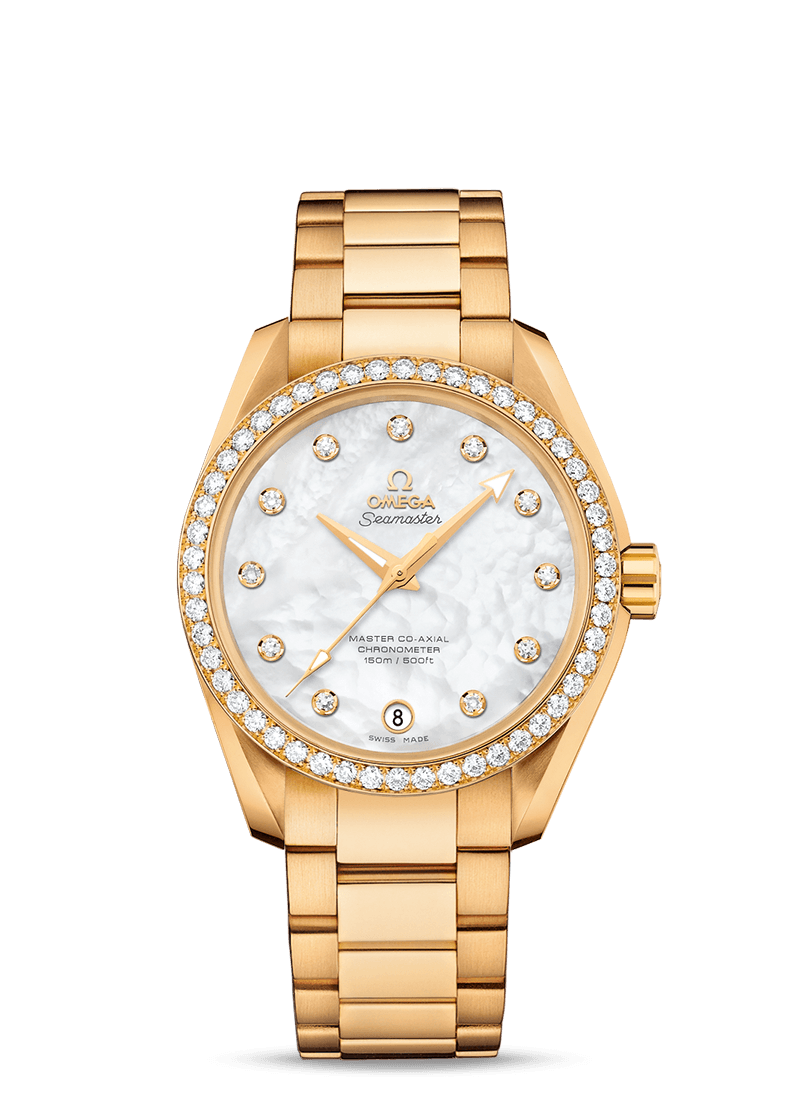 Omega 231.55.39.21.55.002 : Seamaster Aqua Terra 150M Master Co-Axial 38.5 Yellow Gold / Diamond / MOP / Bracelet