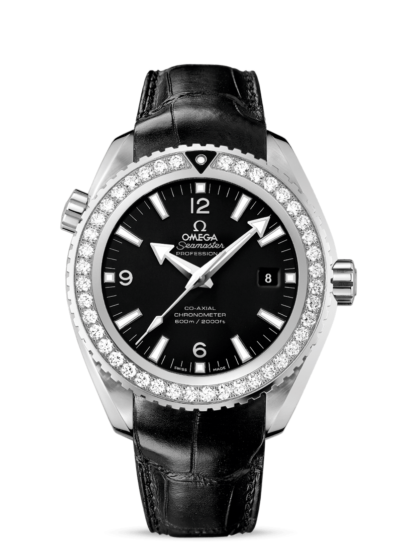 Omega 232.18.46.21.01.001 : Seamaster Planet Ocean 600M Co-Axial 45.5 Stainless Steel / Diamond / Black / Alligator