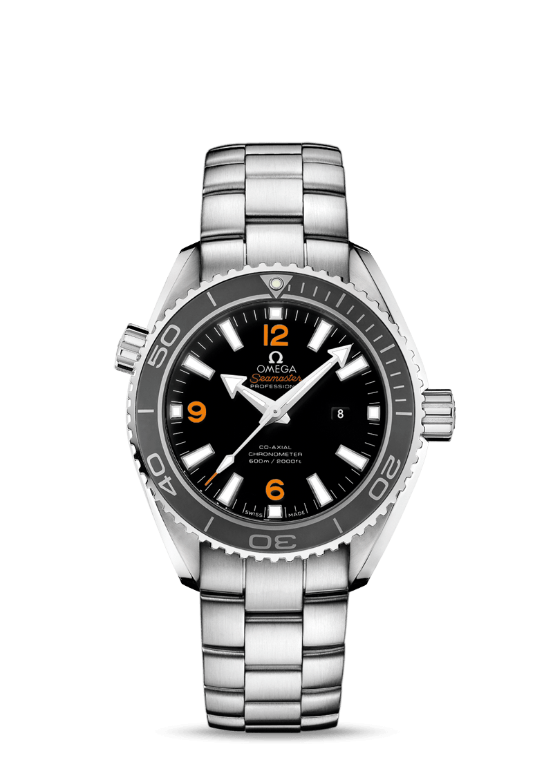 Omega 232.30.38.20.01.002 : Seamaster Planet Ocean 600M Co-Axial 37.5 Stainless Steel / Orange Numerals / Bracelet