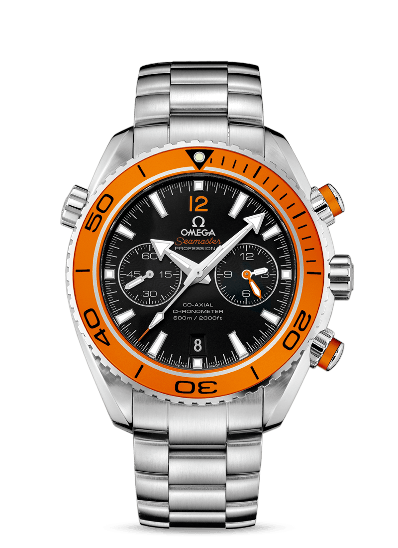 Omega 232.30.46.51.01.002 : Seamaster Planet Ocean 600M Co-Axial 45.5 Chronograph Stainless Steel / Orange / Bracelet