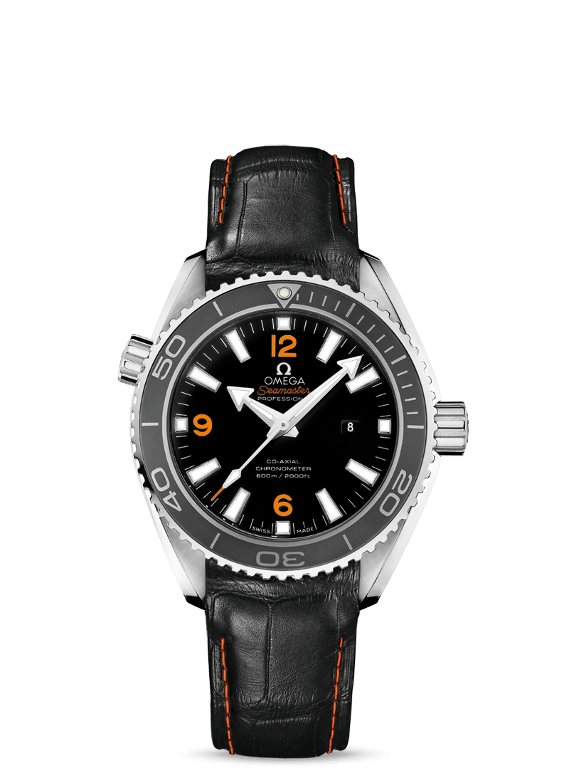 Omega 232.33.38.20.01.002 : Seamaster Planet Ocean 600M Co-Axial 37.5 Stainless Steel / Orange Numerals / Alligator