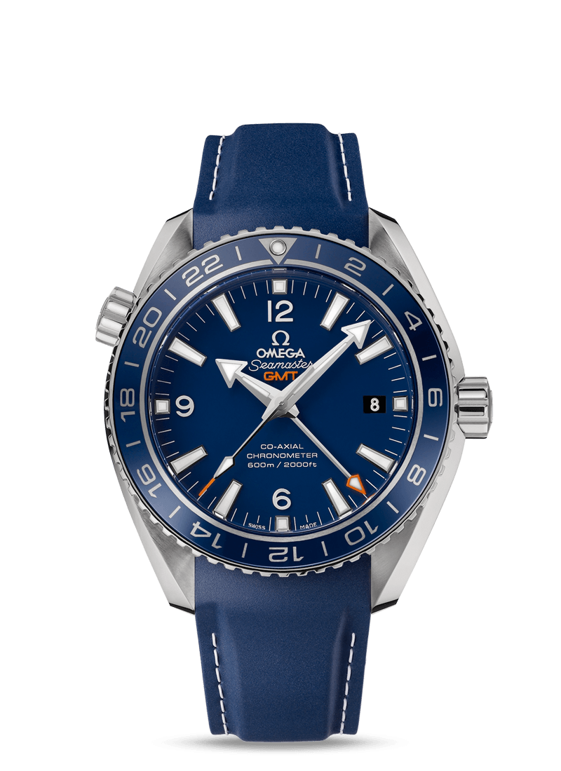 Omega 232.92.44.22.03.001 : Seamaster Planet Ocean 600M Co-Axial 43.5 GMT Titanium / Blue / Rubber