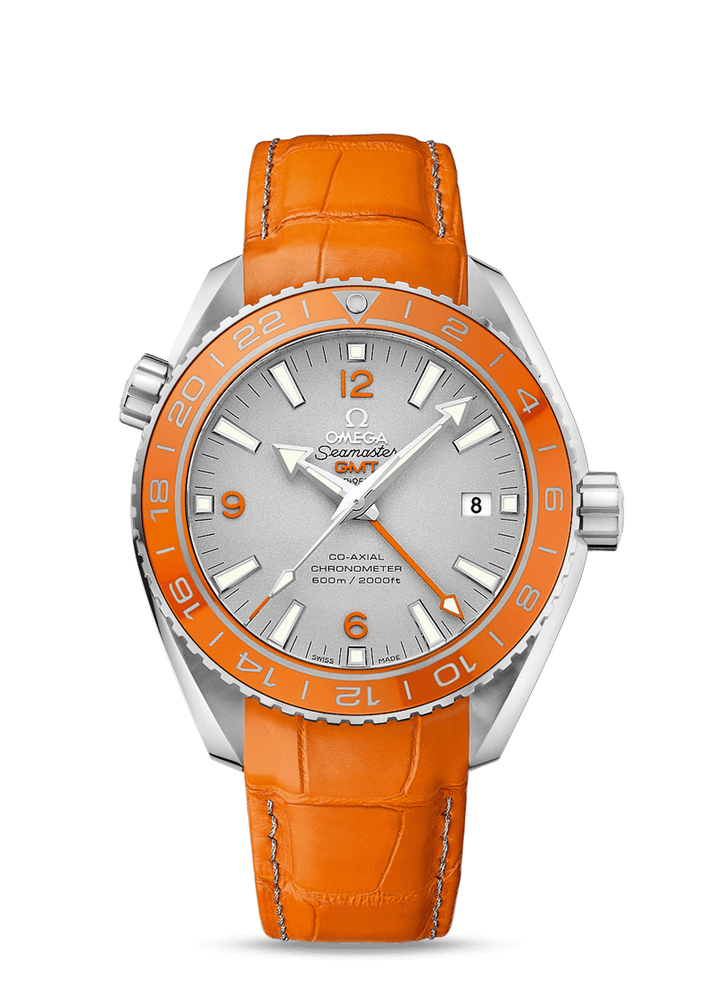 Omega 232.93.44.22.99.001 : Seamaster Planet Ocean 600M Co-Axial 43.5 GMT Platinum / Orange / Alligator