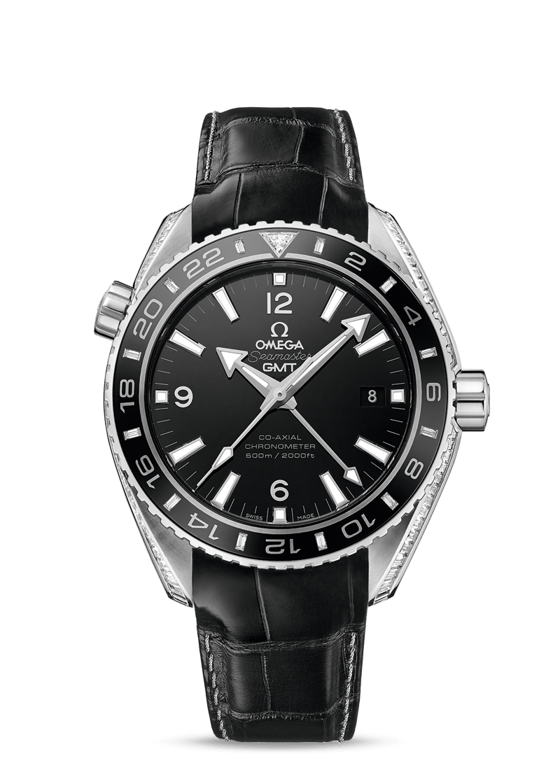 Omega 232.98.44.22.01.001 : Seamaster Planet Ocean 600M Co-Axial 43.5 GMT Platinum / Diamond / Black / Alligator